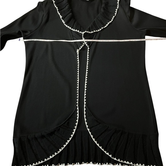 MING WANG BEAUTIFUL BLACK OPEN CARDIGAN WITH CREAM EMBROIDERED TRIM SIZE LARGE - Picture 5 of 9